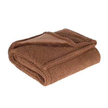 Cozy and comfortable pet blanket for dog kennels, made with flannel, wool, and sherpa for maximum warmth and style