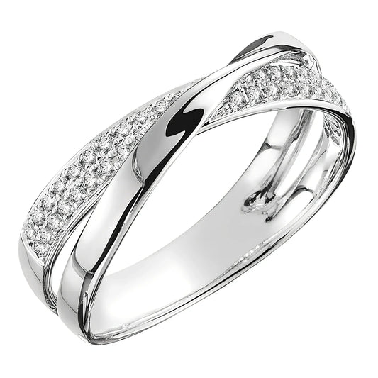 Women's X-shaped two-tone copper ring with zircon inlays, gold and silver options, sizes 6-10, 3.9g weight