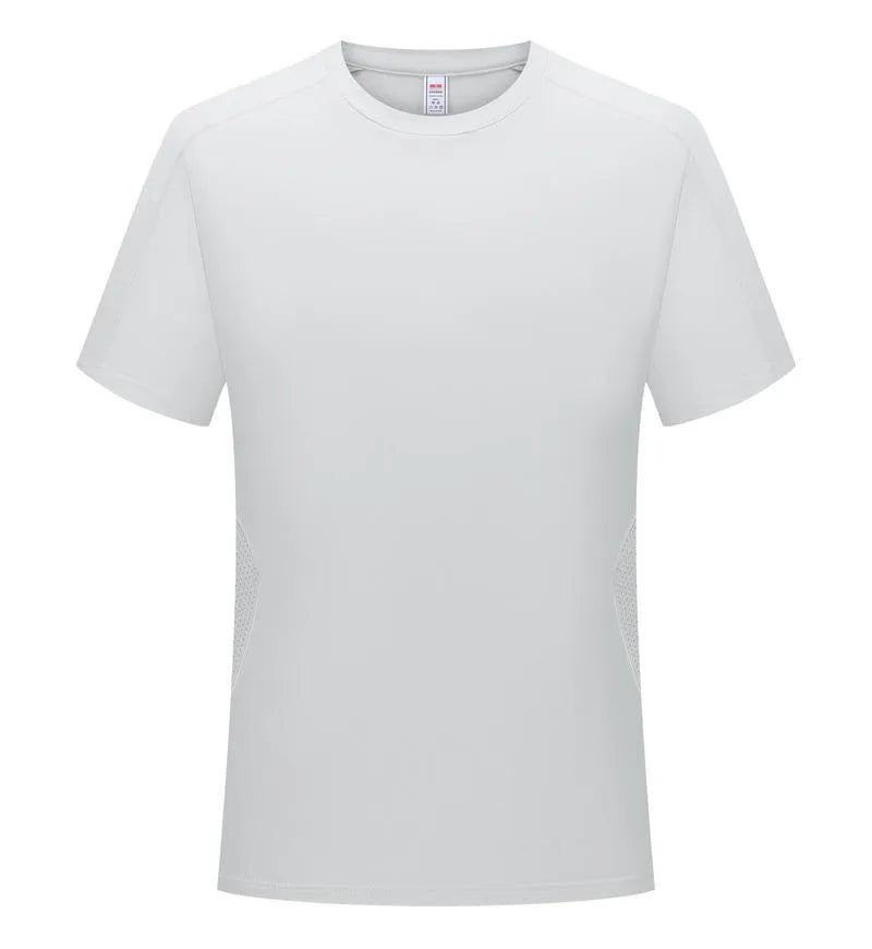 Difu solid colour polyester t-shirt in Ivory White, slim fit pullover, short sleeves, for sports meetings