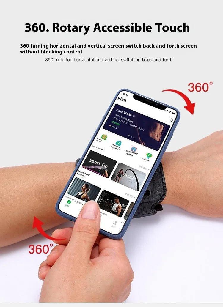 Black unisex mobile phone arm bag with adjustable strap for delivery driving and sports activities