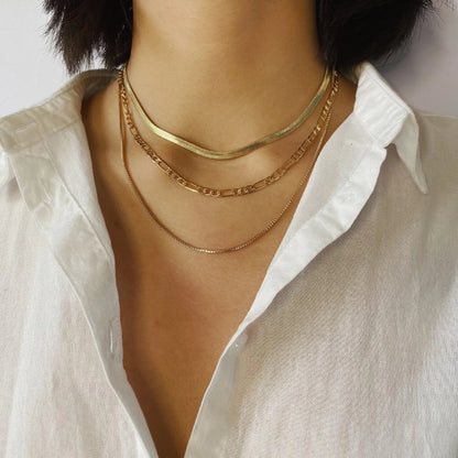 Punk Geometric Snake Bones Chain Multi-layer Necklace in silver and gold options