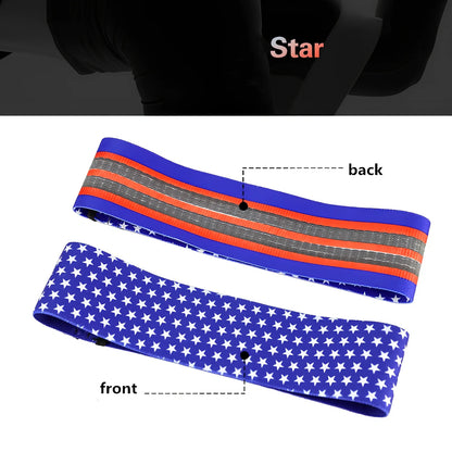 Camouflage anti-slip resistance band in blue, 67-88cm sizes for hip lift yoga training