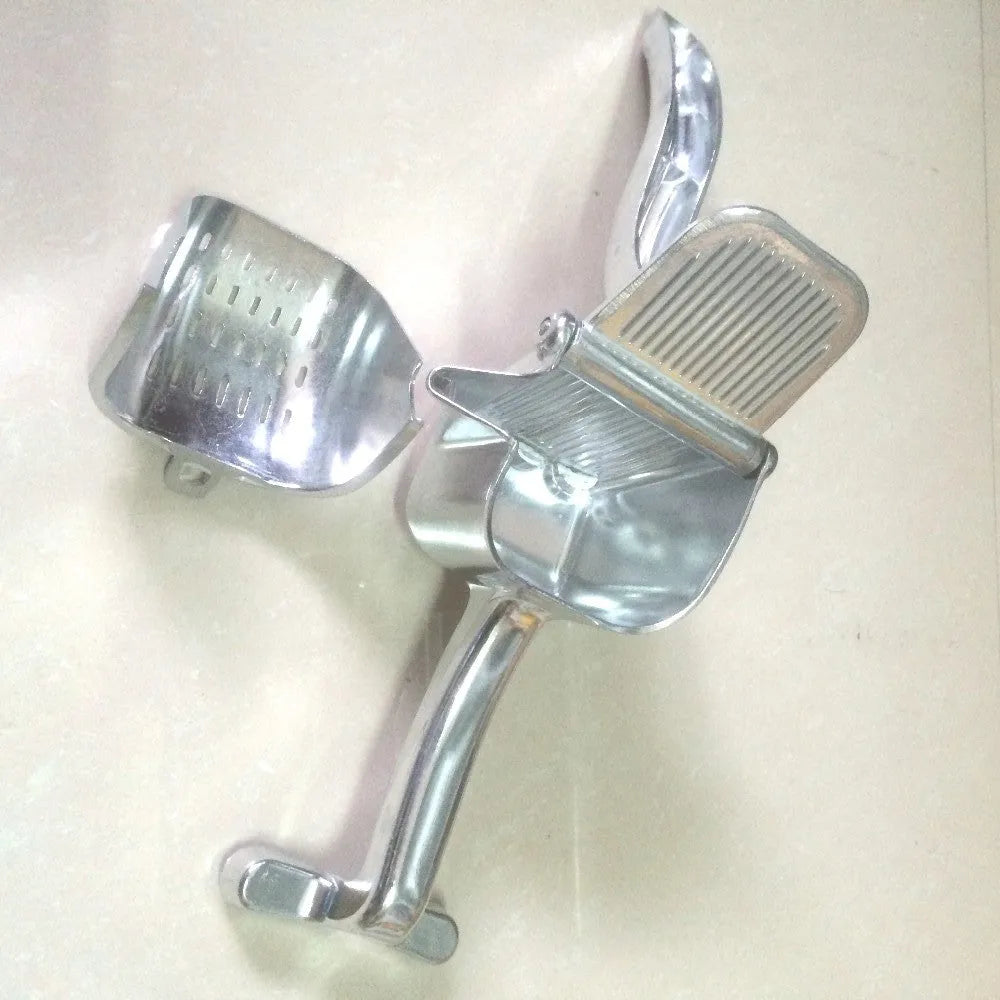 Silver heavy duty aluminium alloy lemon squeezer with large bowl on countertop
