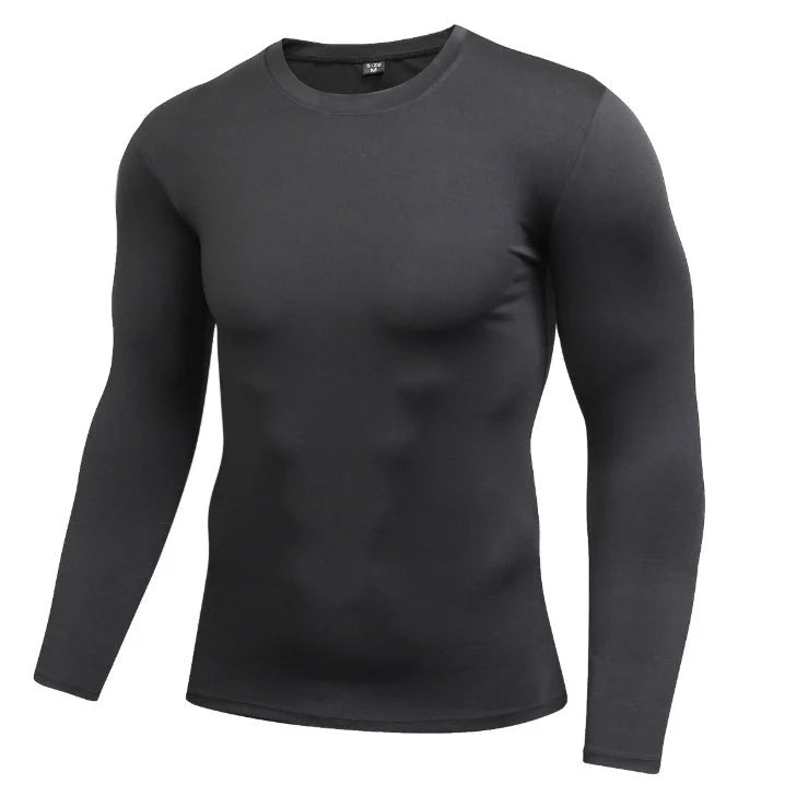 Men's Dry-Fit long sleeve compression top in various colours, designed for active wear and workouts