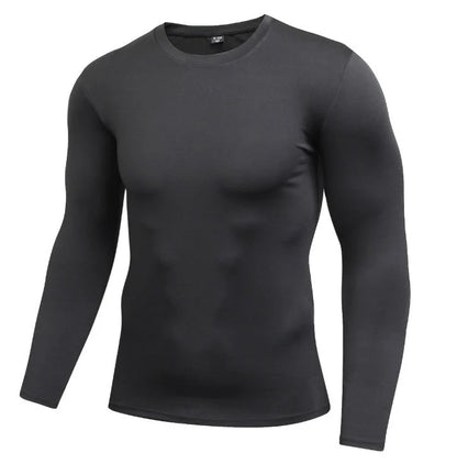 Men's Dry-Fit long sleeve compression top in various colours, designed for active wear and workouts