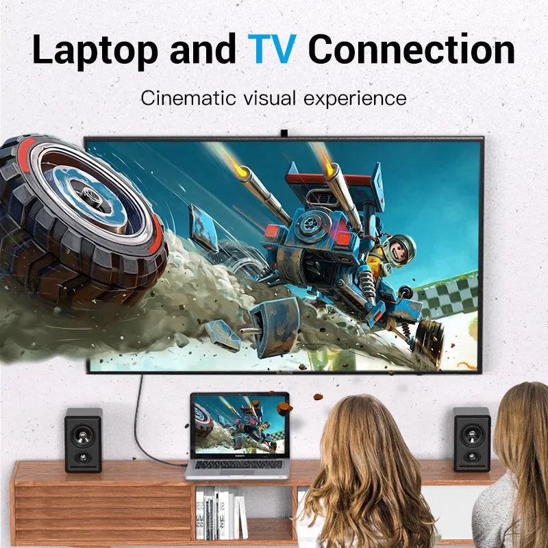 Mini DP to HDMI cable adapter with gold-plated connectors for TV and projector connection