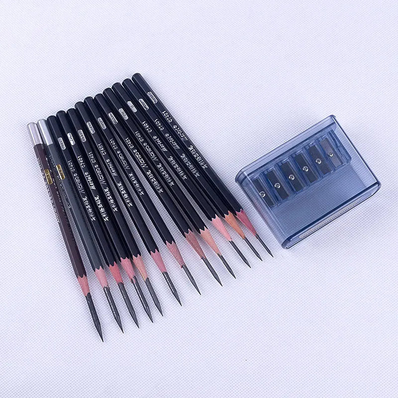 Manual ABS pencil sharpener LK06 with six holes and replacement blades, blade colour