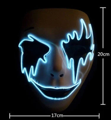 Halloween Skeleton Mask with customizable EL-Wire glow in multiple colors