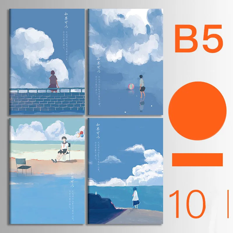 Set of 10 thread-bound A5 notebooks with kraft paper covers showing bear and sakura designs