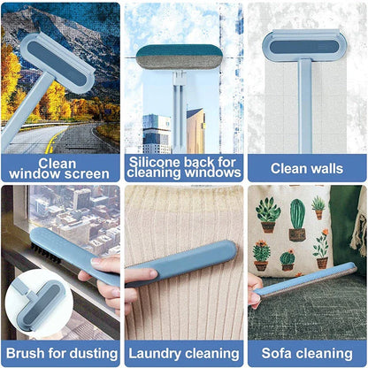 Versatile 4-in-1 Window and Surface Cleaning Brush with Soft Flannel-Covered Bristles for Effective Cleaning on Multiple Surfaces