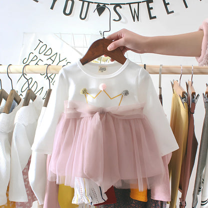 Baby girl cotton corduroy dress with bow detail in multiple colour options