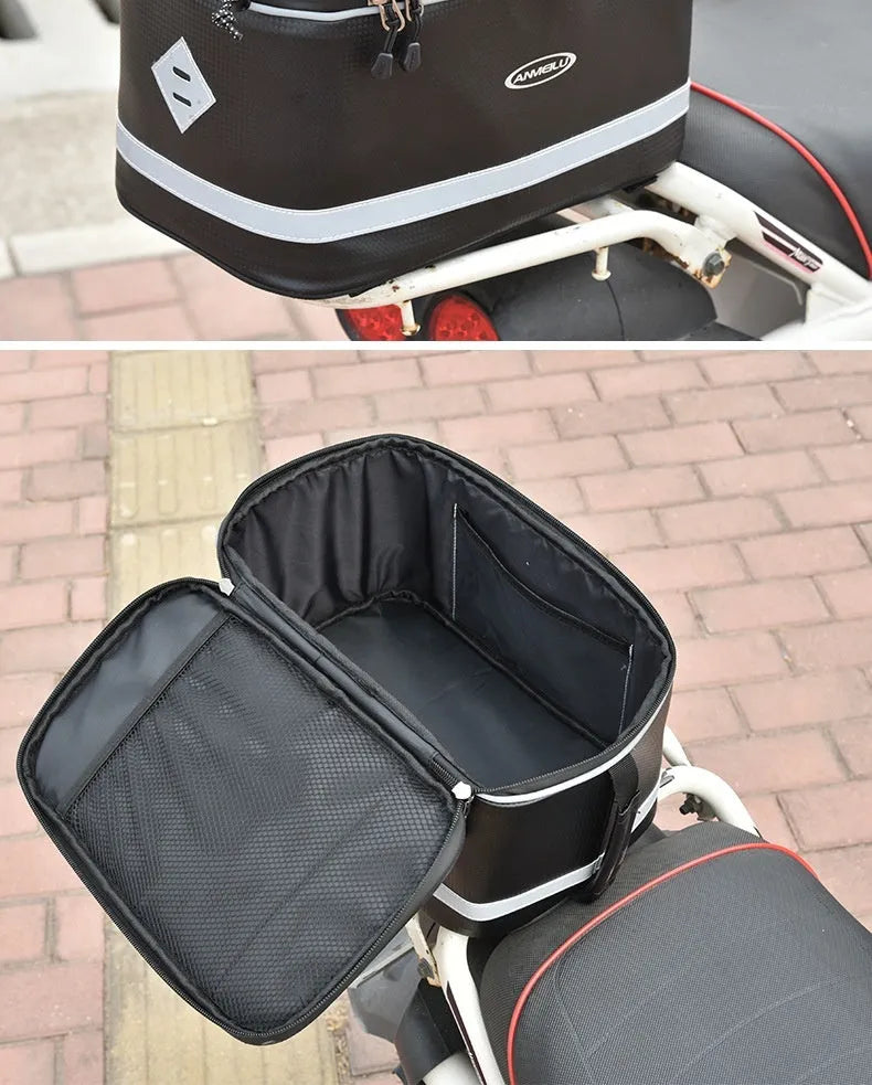 7012 black PU leather backseat car storage bag with 12 litre capacity for bicycle equipment