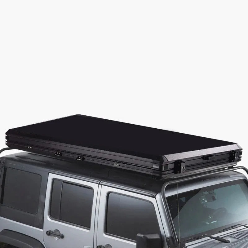 Outdoor aluminum alloy car roof tent black shell with dark grey canvas for two persons