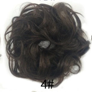 Synthetic wavy curly messy hair bun for women, 12cm diameter, high-temperature wire