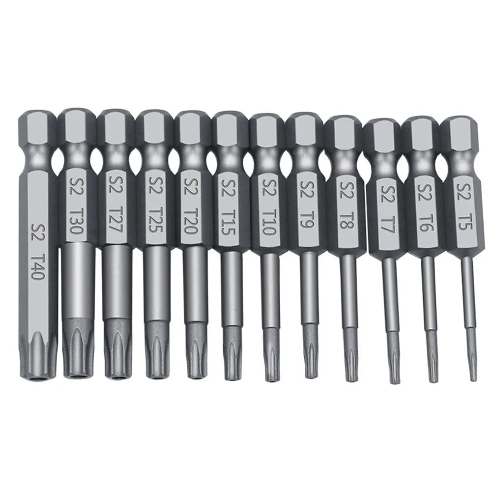 Hexagon handle screwdriver bit set showing 50mm, 75mm, and 100mm length options with alloy construction