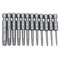 Hexagon handle screwdriver bit set showing 50mm, 75mm, and 100mm length options with alloy construction
