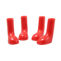 Cowboy style waterproof TPR rain shoes for dogs in blue, side view on white background