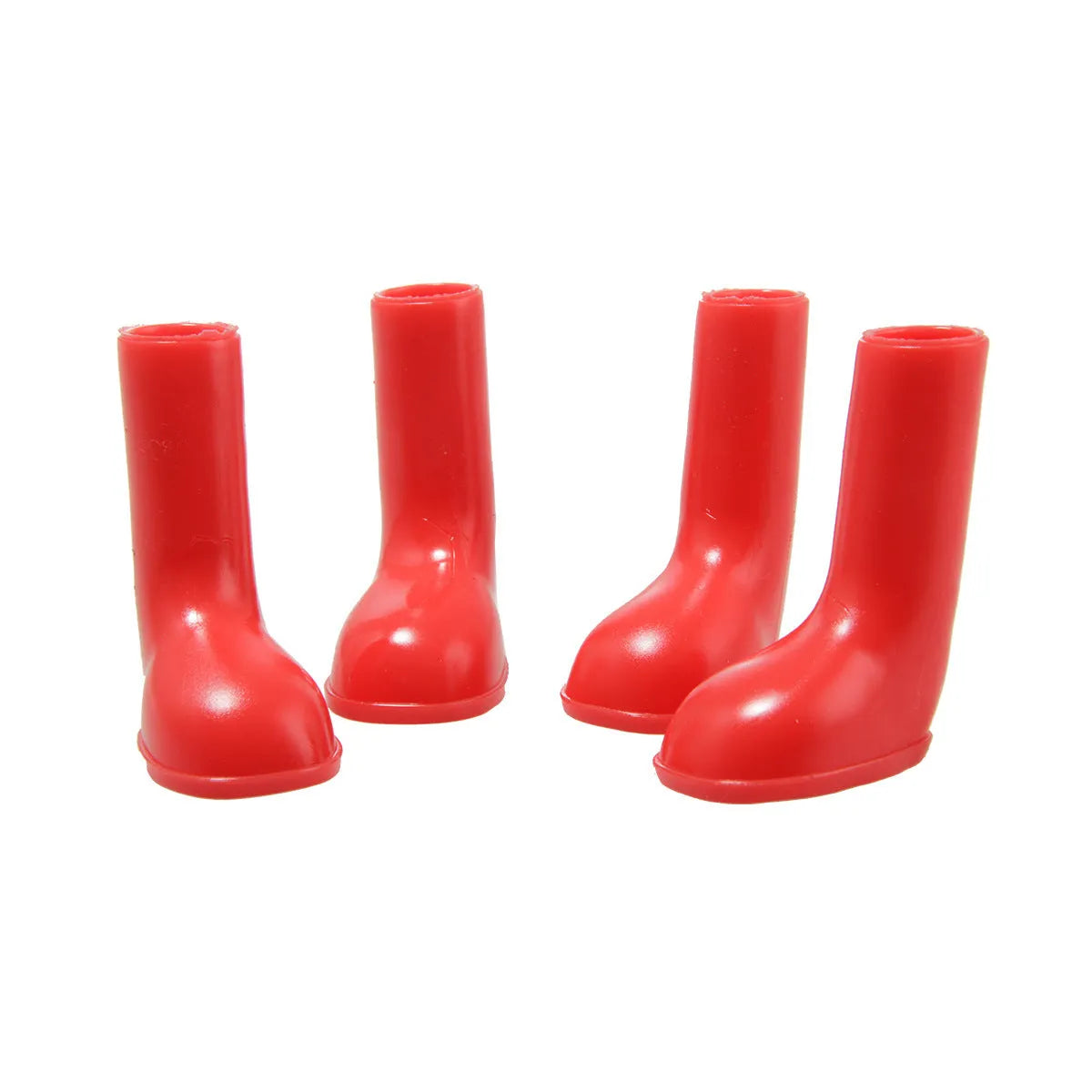 Cowboy style waterproof TPR rain shoes for dogs in blue, side view on white background