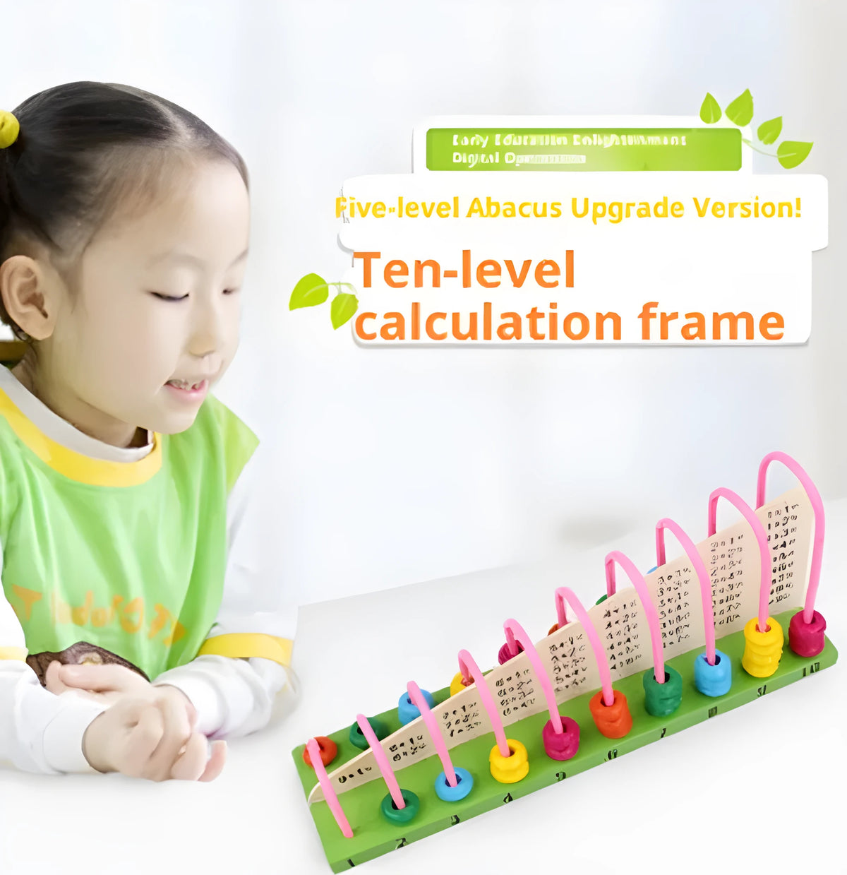 White wooden calculation frame for children aged 4-6 years early maths learning