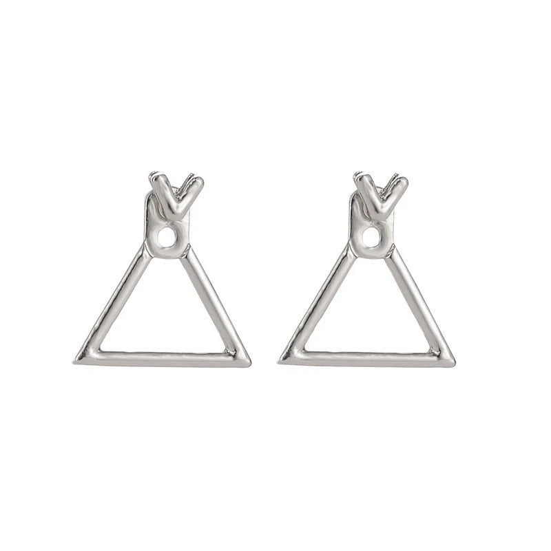 Hollow diamond square stud earrings in alloy with geometric design options