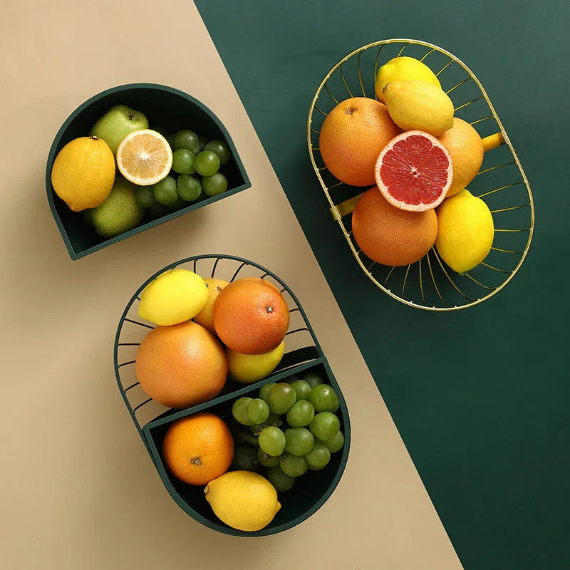 Premium iron fruit and vegetable organiser basket with detachable tray, perfect for Kiwi kitchens
