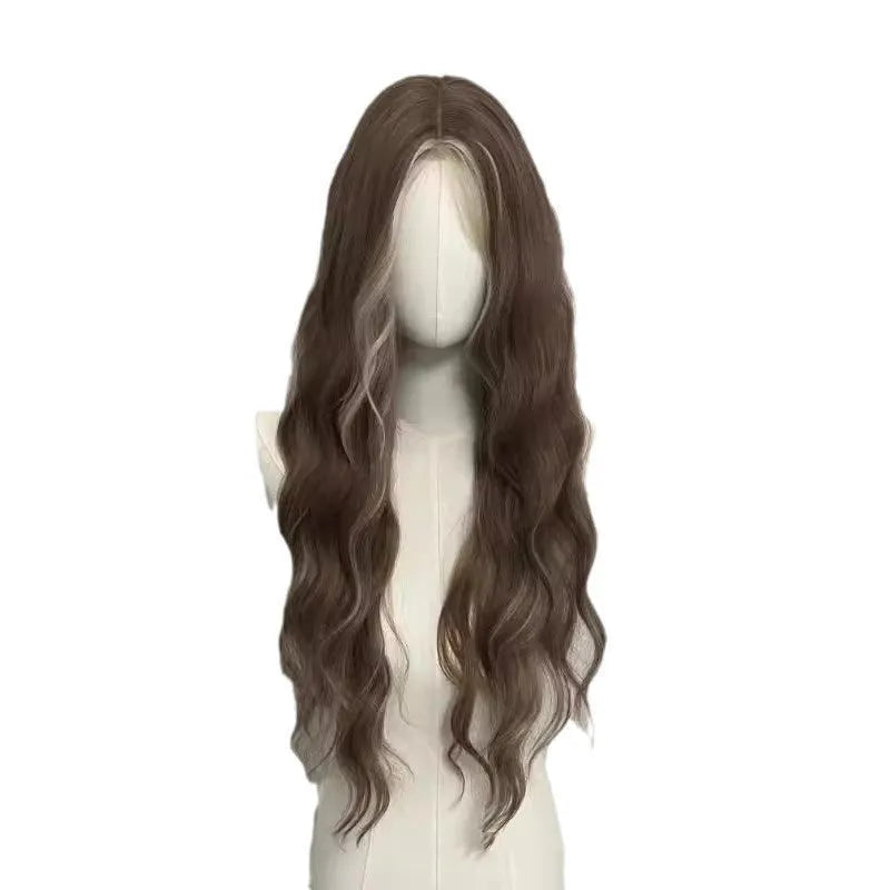 Lace front synthetic curly wig with gray gold highlights, 30cm length, natural-looking hairpiece