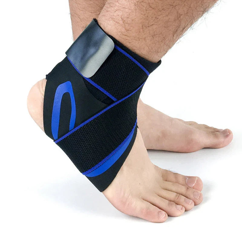 Adjustable ankle support brace for sports and running in black