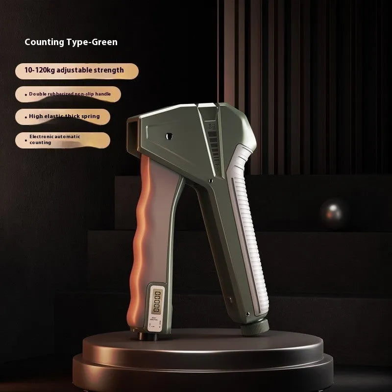 Second generation adjustable hand grip strengthener with mechanical counter showing orange colour option