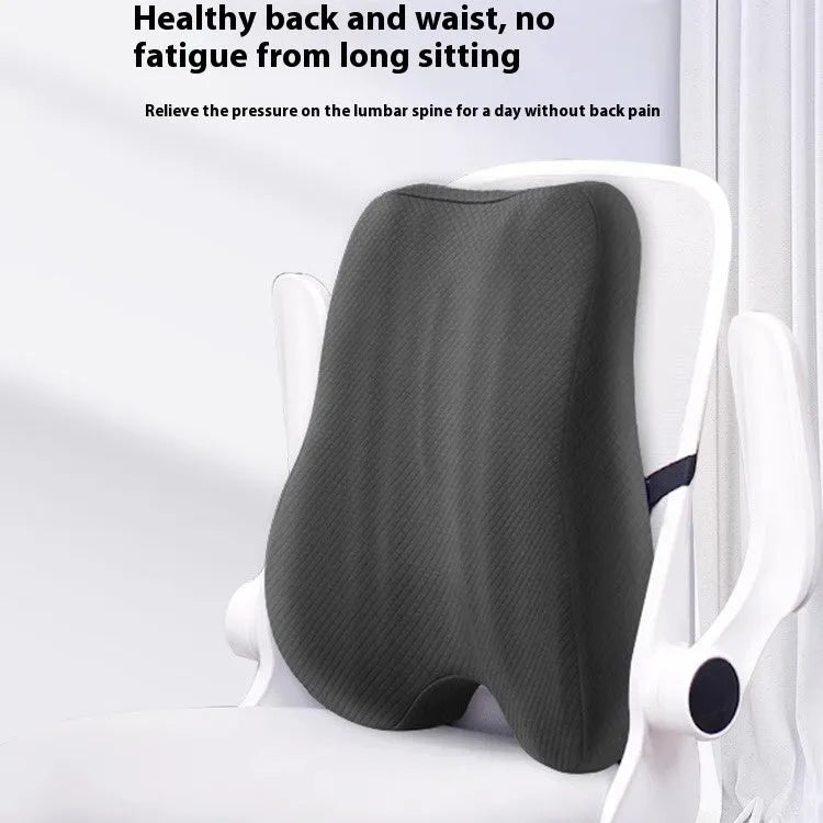 Office station chair lumbar support cushion measuring 40x40x8cm in grey, navy blue and pink colours