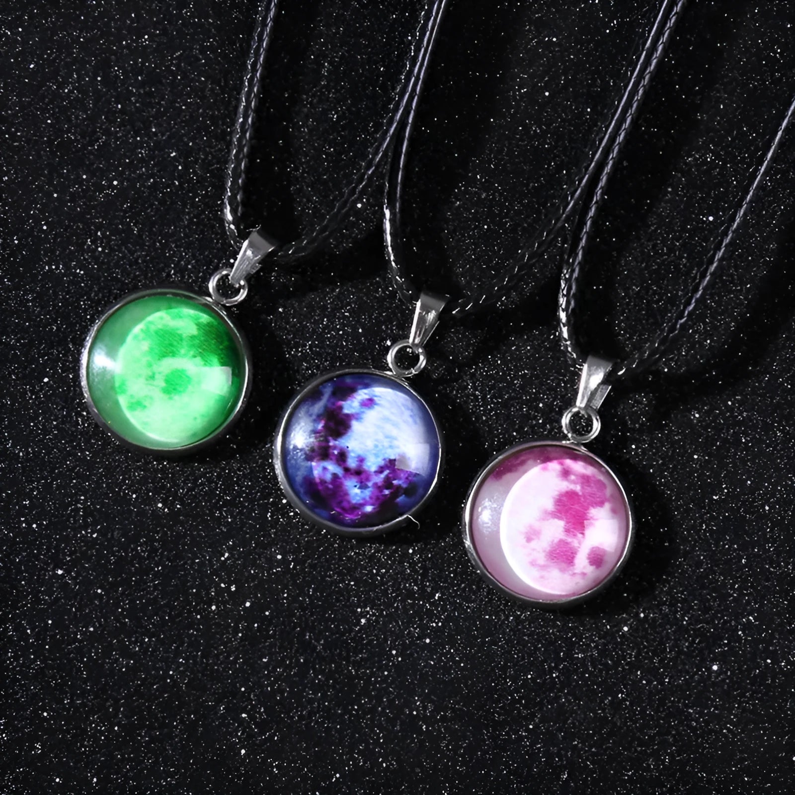 Simple constellation design pendant necklace with luminous alloy detail on a chain with extension.