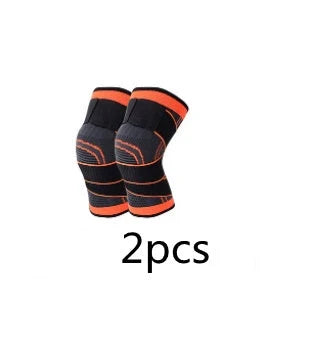 Breathable sports knee pads in fluorescent green, orange, and black for cycling and basketball