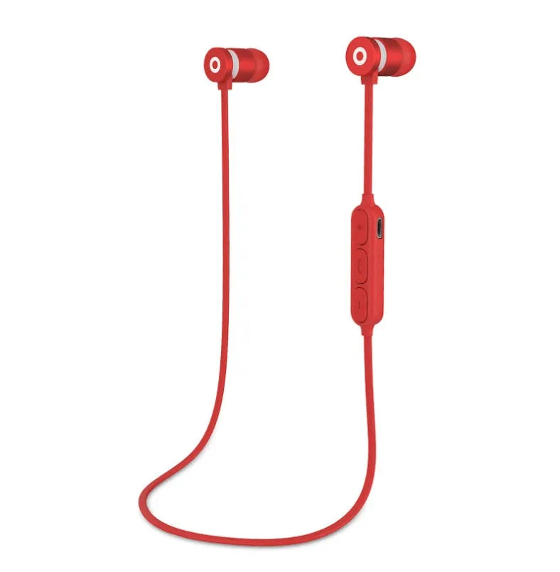 Metal magnetic sports Bluetooth wireless neckband headset in black colour with magnetic earbuds
