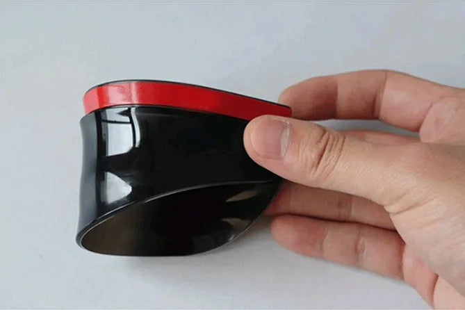 Car rearview mirror rain protection eyebrow set in black PVC on a vehicle side mirror