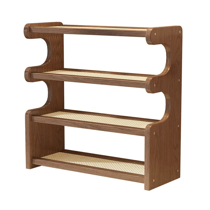 Multi-functional storage rack with 4 layers in bamboo density plate on a desktop, modern simplicity style