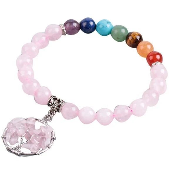 Crystal Beaded Bracelet with seven chakras design and powder crystal beads