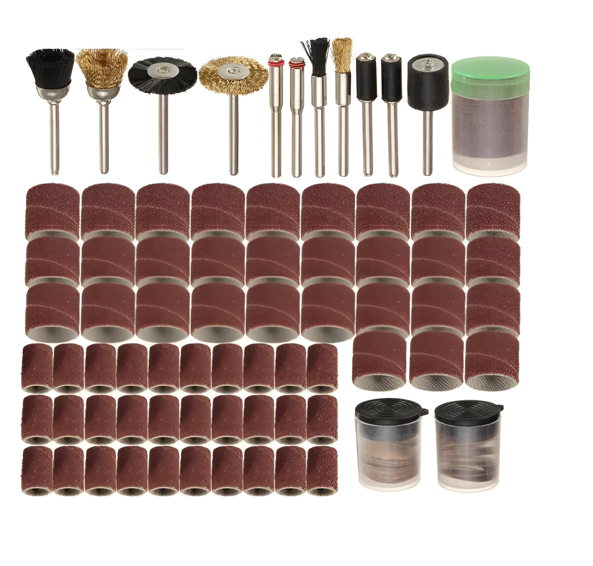150 piece electric grinder accessories combo set with sandpaper rings and steel copper diamond wool attachments