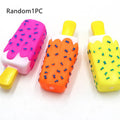 Dog vinyl simulation popsicle ice cream chew toy in random colour, measures 15x6cm.