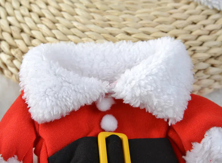 Red polar fleece pet Christmas costume for dogs and cats in Santa Claus style
