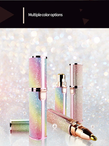 Lipstick-shaped electric eyebrow shaver with gold plated head