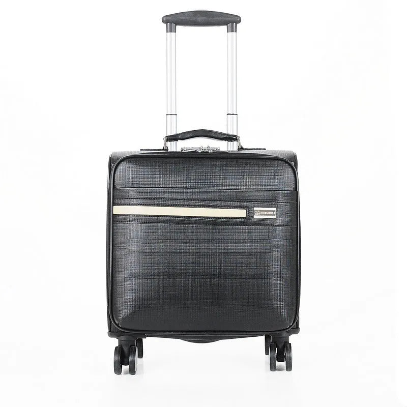 Black PU leather wheeled business case with lock and airplane wheels