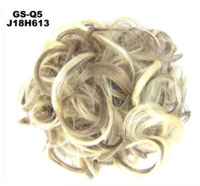 Synthetic wavy curly messy hair bun for women, 12cm diameter, high-temperature wire