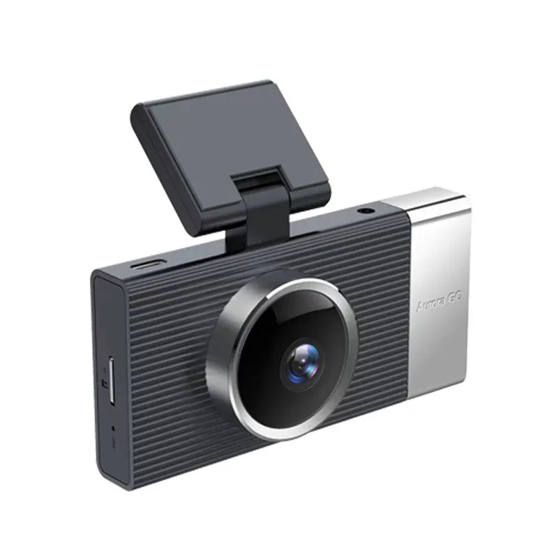 Wi-Fi connected three-lens driving recorder with 3-inch screen on a car dashboard.