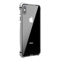 Transparent tempered glass phone case with metal aluminium frame in solid colour for iPhone XR