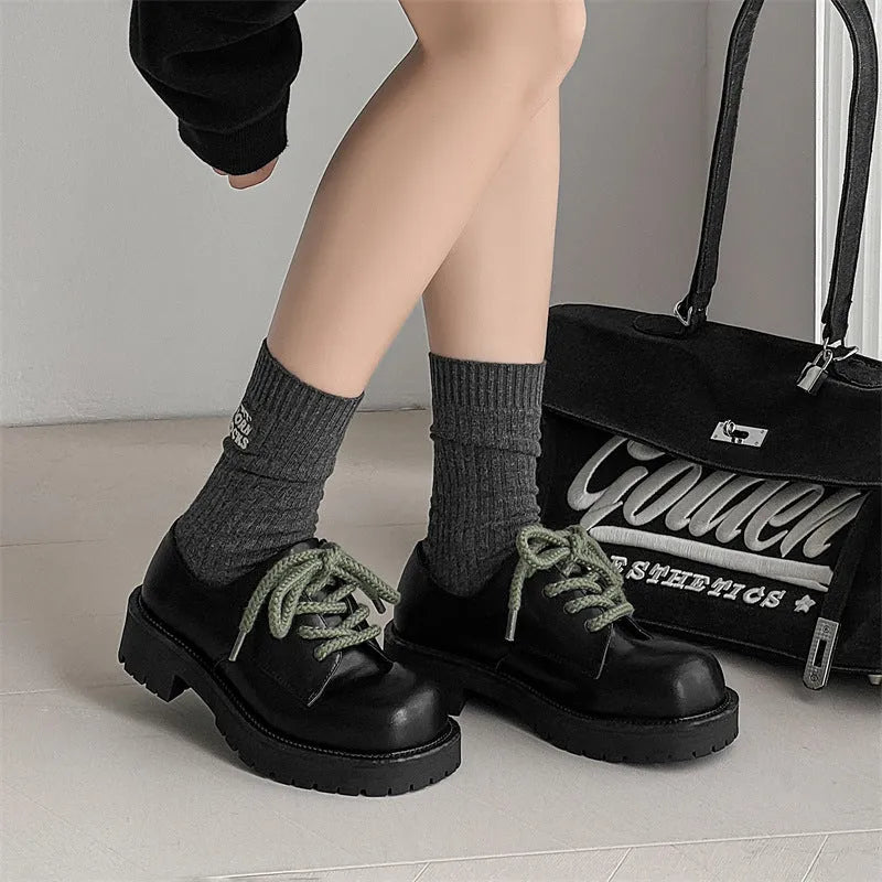 Big Head black leather-look derby shoes with a platform sole and traditional lacing.