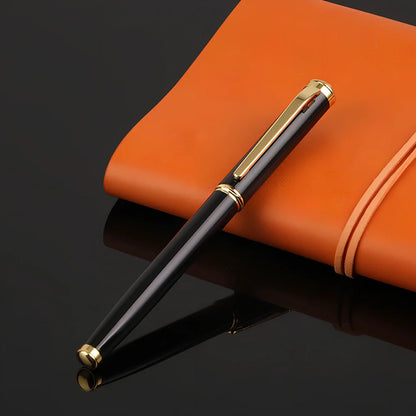 Red and black 0.5mm metal ink pen with Yijin nib for office writing, 14cm length in OPP bag