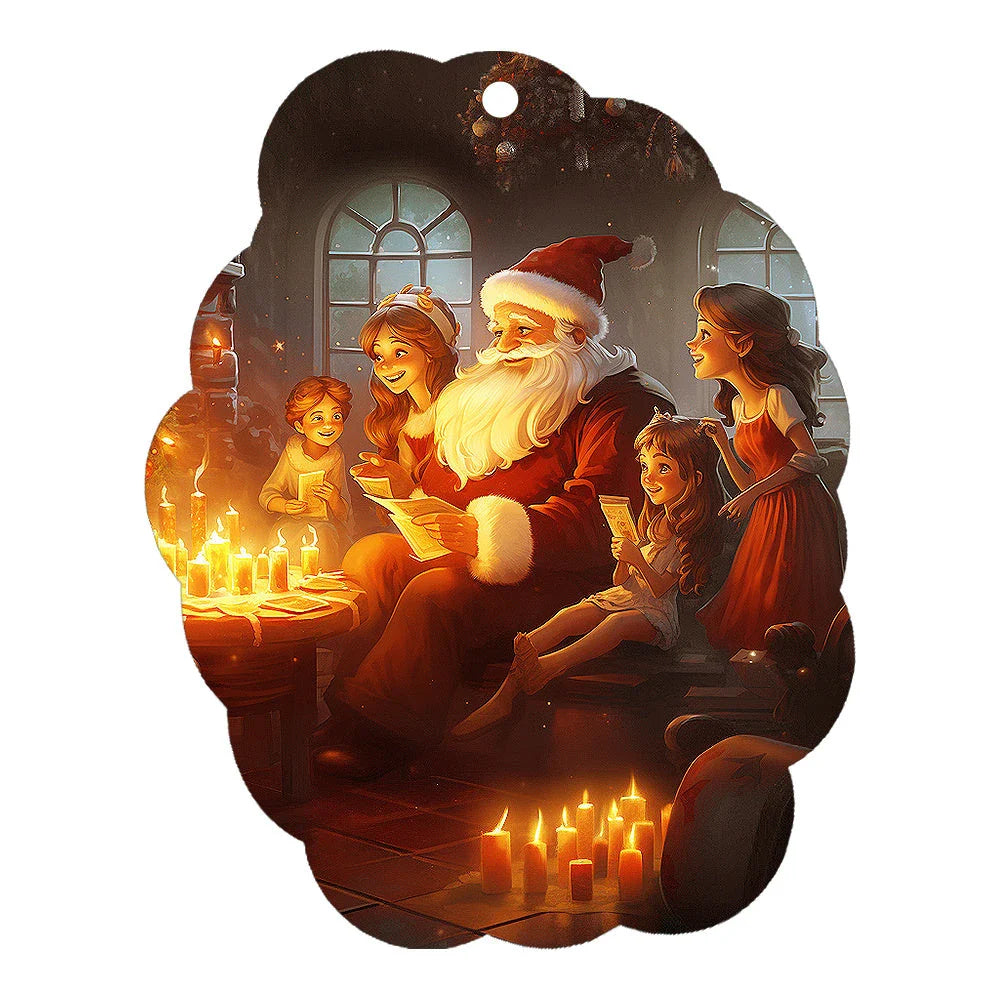 A charming acrylic car-shaped ornament with vibrant colors and a reflective finish, perfect for Christmas decor.