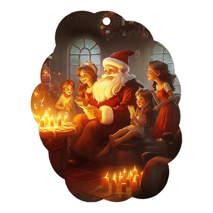 A charming acrylic car-shaped ornament with vibrant colors and a reflective finish, perfect for Christmas decor.