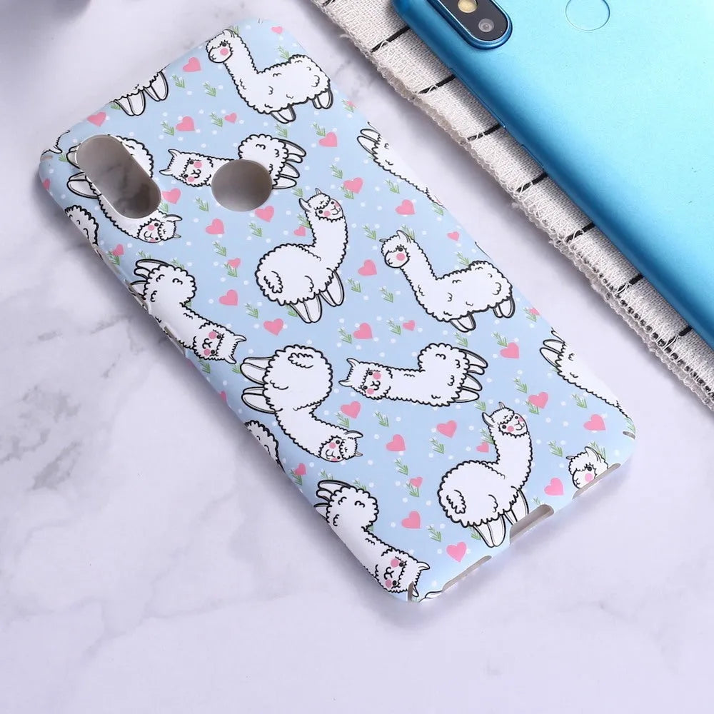 Cute alpaca water sticker frosted phone case for Xiaomi models with PC material shell in photo colour
