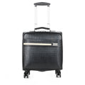 Black PU leather wheeled business case with lock and airplane wheels
