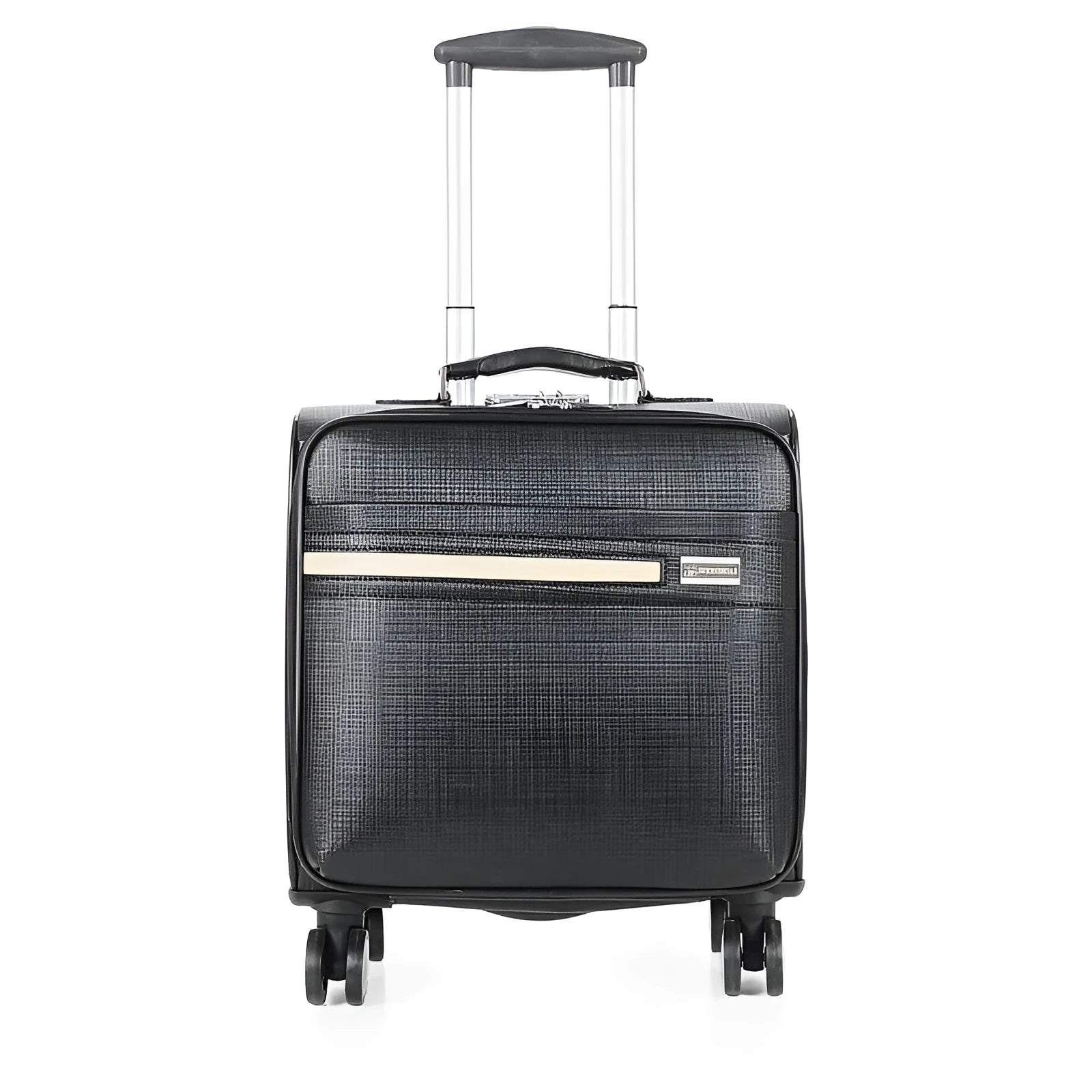 Black PU leather wheeled business case with lock and airplane wheels